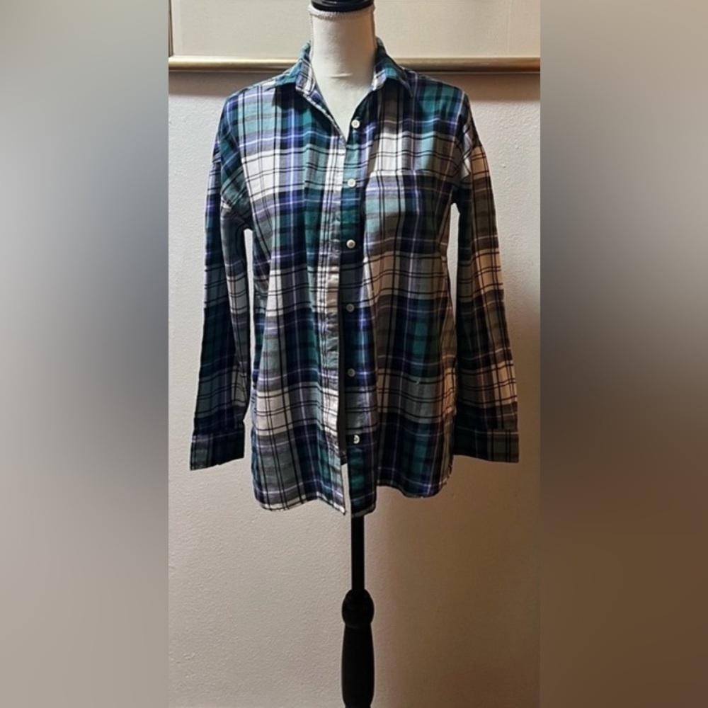 Old Navy Blue and Green Plaid Shirt women